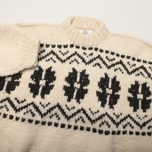 Armadillo Outerwear Sweater Mens Extra Large Cream Black Wool Nordic Pattern